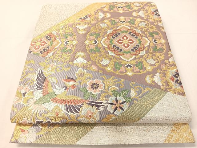 平和屋着物▼六通柄袋帯 唐織 金彩紹巴 ふくじゅ 正絹 逸品 CABH4780vp