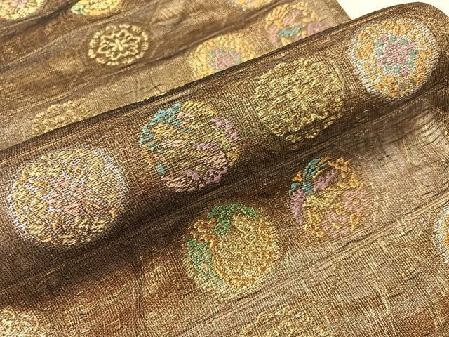 平和屋着物▽西陣 六通柄袋帯 スリーシーズン 春夏秋 櫛織 蜀甲花鳥文 金銀糸 正絹 逸品 CABH4791vp