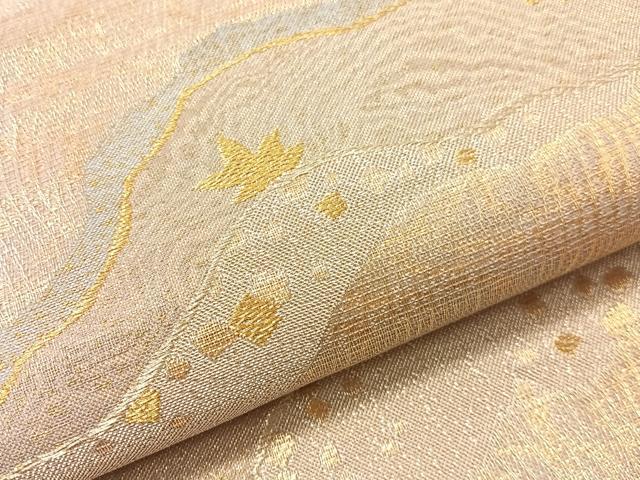 平和屋着物●六通柄袋帯 櫛織 道長舞桜 金銀糸 正絹 逸品 CABH4795vp