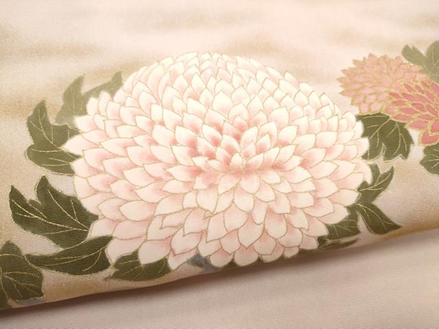 平和屋着物●塩瀬 九寸名古屋帯 枝菊文 金彩 正絹 逸品 CABH4803hy