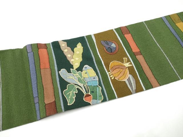 平和屋着物●全通柄 九寸名古屋帯 成物 金彩 鬼しぼ縮緬 正絹 逸品 CABH4806hy