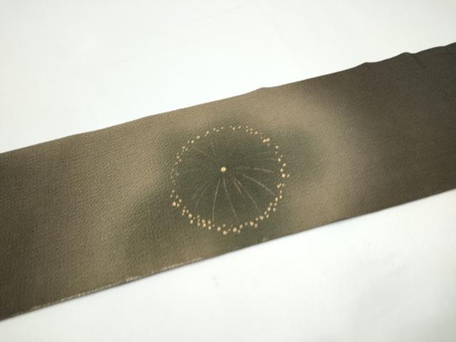 平和屋着物●九寸名古屋帯 舞花文 金彩 鬼しぼ縮緬 正絹 逸品 CABH4807hy