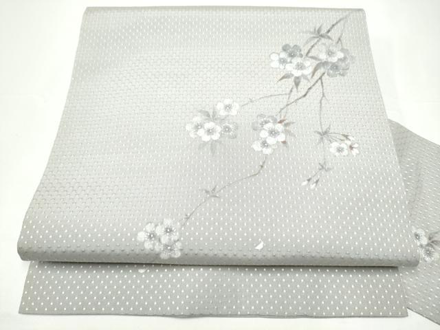 平和屋着物●九寸名古屋帯 手描き 枝垂れ桜文 正絹 逸品 CABH4808hy