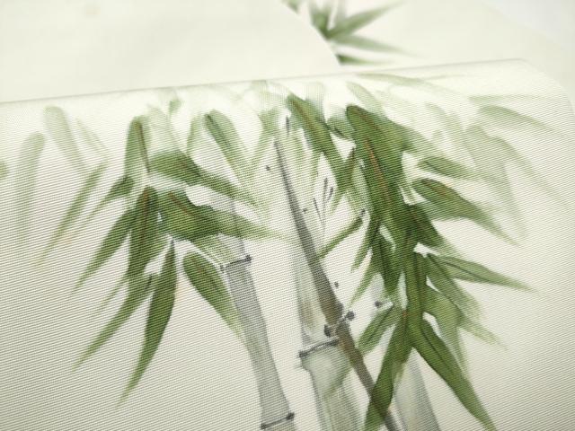平和屋着物●塩瀬 九寸名古屋帯 手描き パンダ 笹竹文 正絹 逸品 CABH4812hy