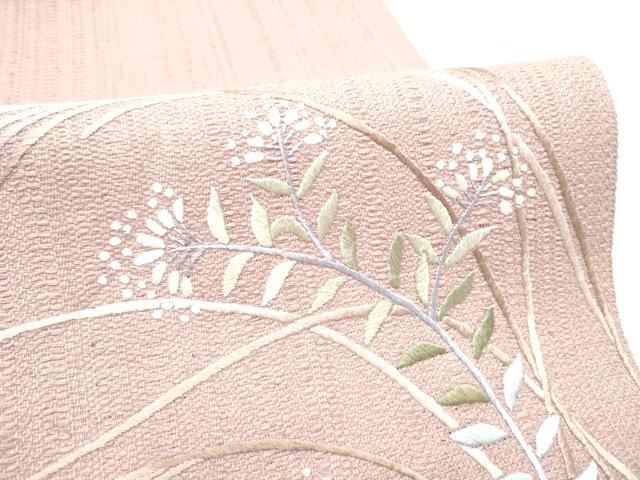 平和屋着物●八寸名古屋帯 総刺繍 草花文 ますいわ屋扱い 正絹 逸品 CABH4814hy