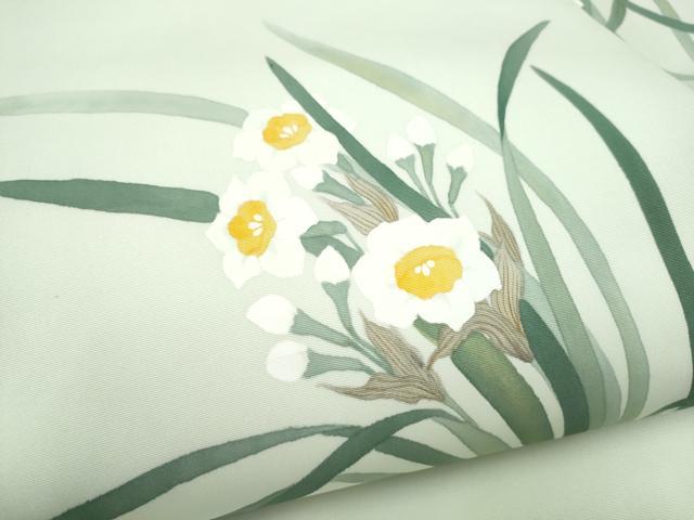 平和屋着物●塩瀬 九寸名古屋帯 ろうけつ染 草花文 正絹 逸品 CABH4819hy
