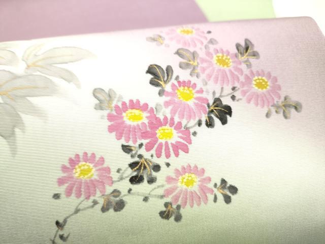 平和屋着物●染色作家 桐山紫香 手描き 塩瀬 九寸名古屋帯 花籠文 金彩 正絹 逸品 CABH4820hy
