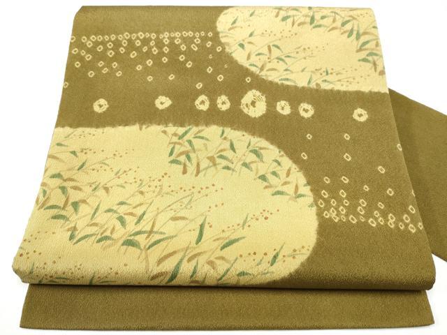 平和屋着物●九寸名古屋帯 絞り 枝葉文 正絹 逸品 CABH4828hy