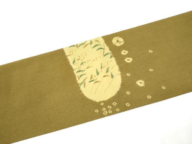 平和屋着物●九寸名古屋帯 絞り 枝葉文 正絹 逸品 CABH4828hy