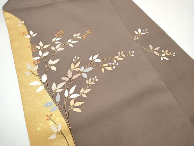 平和屋着物●九寸名古屋帯 南天文 金彩 正絹 逸品 CABH4831hy