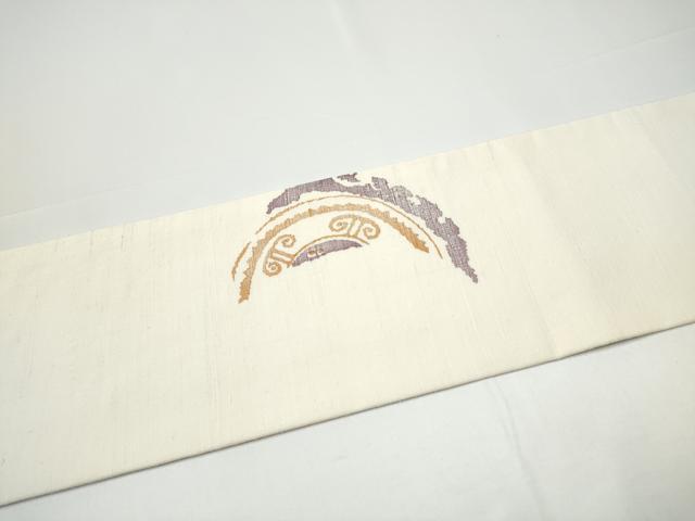 平和屋着物●九寸名古屋帯 紬地 抽象文様 正絹 逸品 CABH4834hy