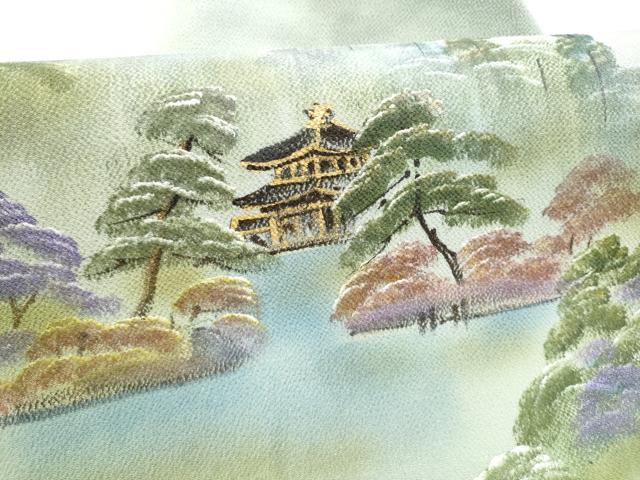 平和屋着物●九寸名古屋帯 手描き 金彩 鬼しぼ縮緬 正絹 逸品 CABH4842hy