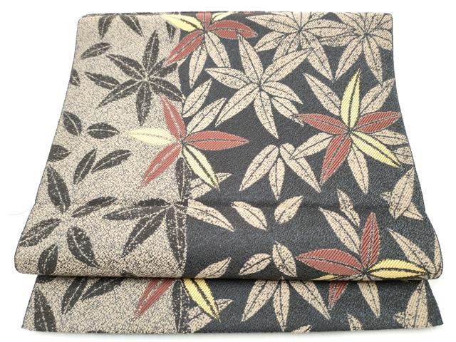 平和屋着物●八寸名古屋帯 舞葉文 正絹 逸品 CABH4845hy
