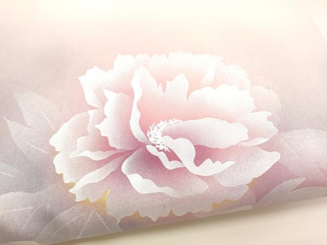 平和屋着物●塩瀬 九寸名古屋帯 牡丹 金銀彩 正絹 逸品 CABH4850hy
