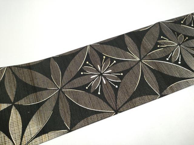 平和屋着物●全通柄 九寸名古屋帯 七宝花文 黒地 金銀彩 正絹 逸品 CABH4852hy