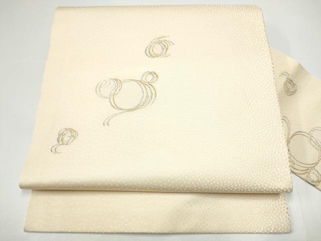 平和屋着物●九寸名古屋帯 抽象文 金銀糸 正絹 逸品 CABH4856hy