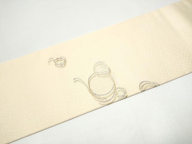 平和屋着物●九寸名古屋帯 抽象文 金銀糸 正絹 逸品 CABH4856hy