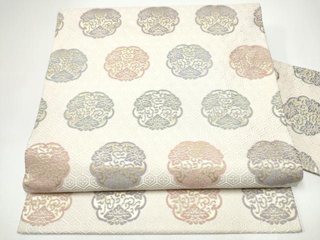 平和屋着物●九寸名古屋帯 唐織 花唐草文 金糸 正絹 逸品 CABH4857hy