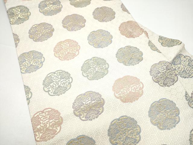 平和屋着物●九寸名古屋帯 唐織 花唐草文 金糸 正絹 逸品 CABH4857hy