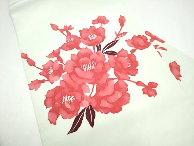 平和屋着物●塩瀬 九寸名古屋帯 ろうけつ染 舞花文 正絹 逸品 CABH4865hy