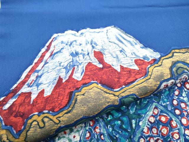 平和屋着物●塩瀬 九寸名古屋帯 ろうけつ染 遠山樹林文 正絹 逸品 CABH4870hy