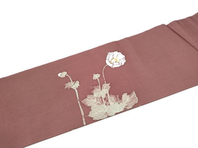 平和屋着物●塩瀬 九寸名古屋帯 作家物 ろうけつ染 枝花文 正絹 逸品 CABH4874hy