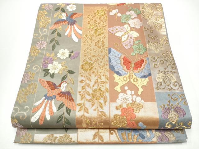 平和屋着物●六通柄袋帯 唐織 饗宴短冊文 金糸 正絹 逸品 CABH4879hy