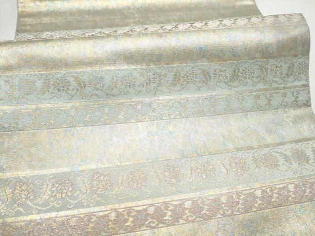 平和屋着物●都喜ヱ門 本場大島紬 六通柄袋帯 利休趣 金彩 引箔 藤絹織物謹製 正絹 逸品 CABH4881hy