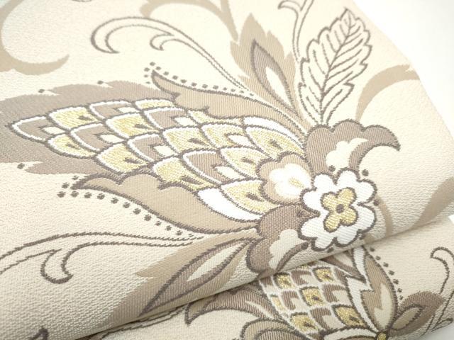 平和屋着物●西陣 六通柄袋帯 更紗花文 金糸 正絹 逸品 CABH4885hy