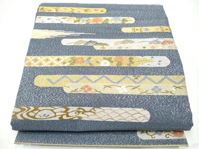 平和屋着物●六通柄袋帯 綴れ 霞花文 金銀糸 上代45万 正絹 逸品 CABH4892hy