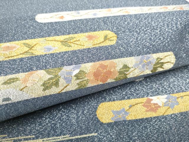 平和屋着物●六通柄袋帯 綴れ 霞花文 金銀糸 上代45万 正絹 逸品 CABH4892hy