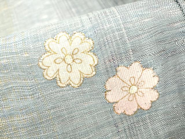 平和屋着物▽両面 太鼓柄袋帯 スリーシーズン 春夏秋 すくい織 扇面雪輪花文 金彩 正絹 逸品 CABH4893hy