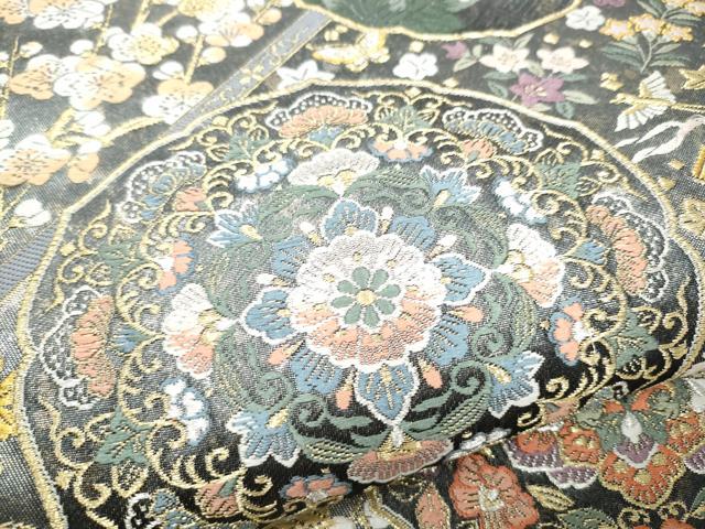 平和屋着物●六通柄袋帯 唐織 春秋鏡裏文 金銀糸 引箔 正絹 逸品 CABH4900hy