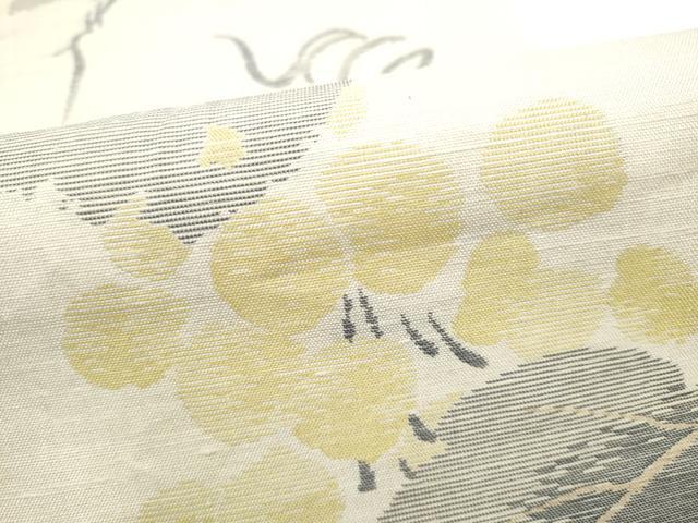 平和屋着物●六通柄 本袋帯 紬地 葡萄蔦の葉文 正絹 逸品 CABH4902hy