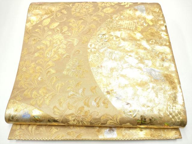 平和屋着物●金彩友禅作家 金彩の魔術師 堀省平 金煌織 六通柄袋帯 更紗花唐草文 金銀彩 正絹 逸品 CABH4909hy