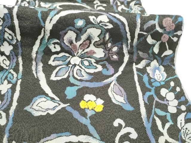 平和屋着物●六通柄袋帯 モール 花唐草文 貳重経織 金糸 正絹 逸品 CABH4916hy