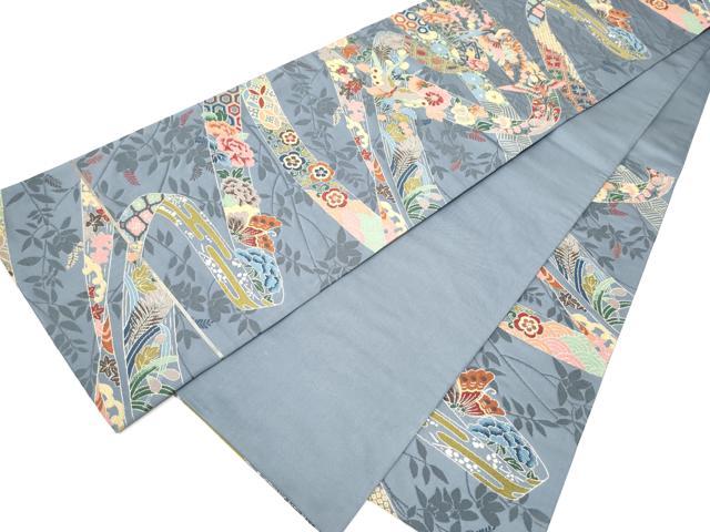 平和屋着物●西陣 白綾苑大庭 六通柄袋帯 花鳥文 金糸 正絹 逸品 CABH4918hy