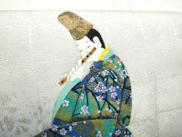 平和屋着物●太鼓柄袋帯 パッチワーク 人物文 金通し地 正絹 逸品 CABH4936hy