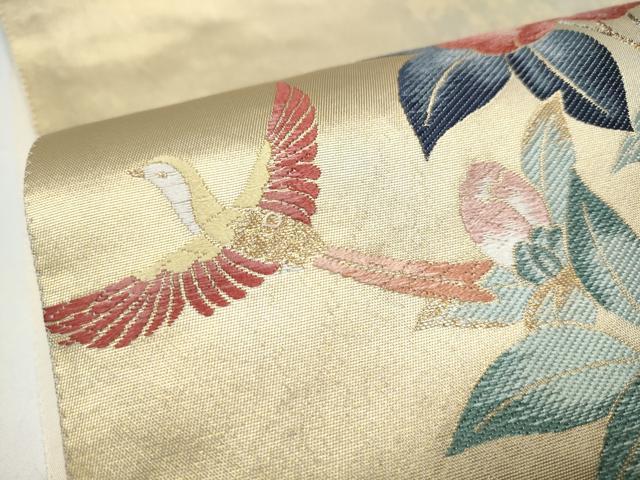 平和屋着物●六通柄袋帯 花鳥文 金糸 引箔 正絹 逸品 CABH4940hy