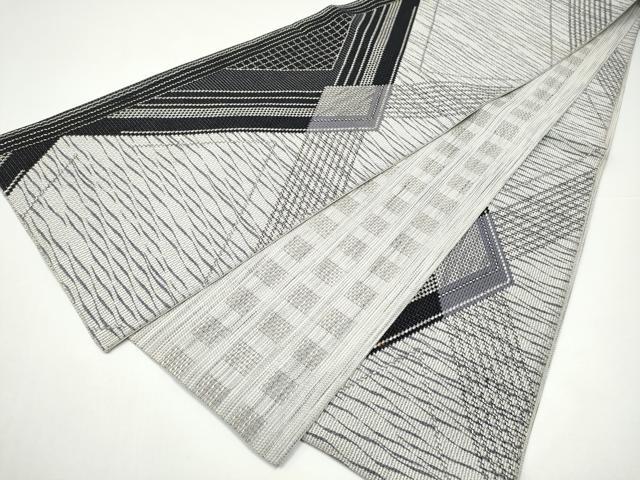 平和屋着物●両面 全通柄袋帯 幾何学文様 正絹 逸品 CABH4941hy