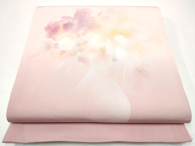 平和屋着物●塩瀬 太鼓柄袋帯 作家物 陶器花文 金彩 正絹 逸品 CABH4942hy