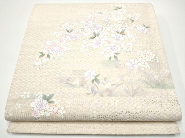平和屋着物●太鼓柄袋帯 舞桜文 金銀彩 正絹 逸品 CABH4943hy