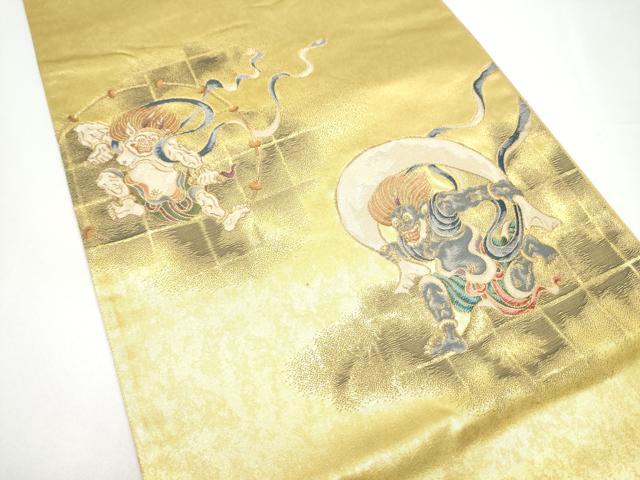 平和屋着物●太鼓柄袋帯 作家物 風神雷神図 金糸 正絹 逸品 CABH4949hy