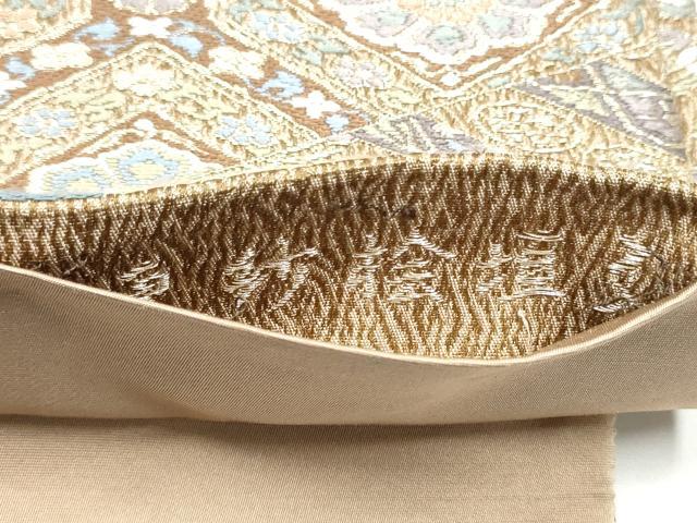 平和屋着物●六通柄袋帯 唐織 更紗桧垣文 金糸 正絹 逸品 CABH4962hy