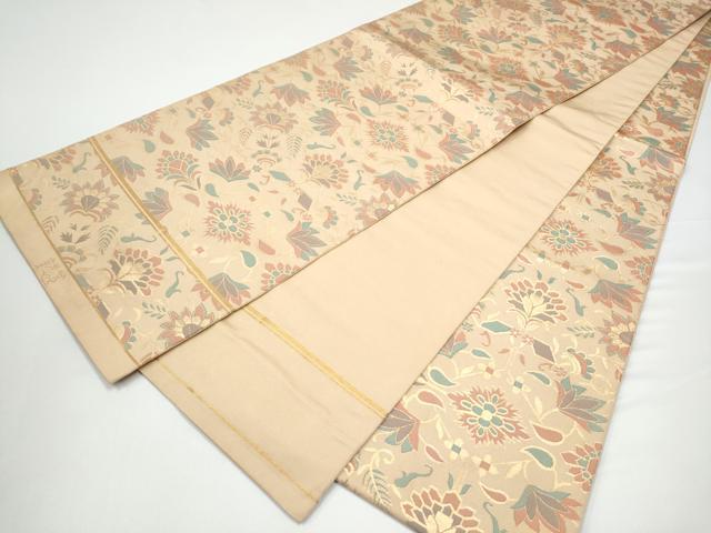 平和屋着物●織物一筋名門 織悦 全通柄 本袋帯 更紗花唐草文 金糸 正絹 逸品 CABH4974hy