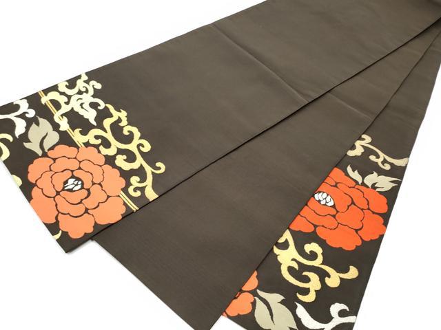 平和屋着物●爪掻き本綴れ 太鼓柄袋帯 牡丹唐草文 金銀糸 正絹 逸品 CABH4981hy