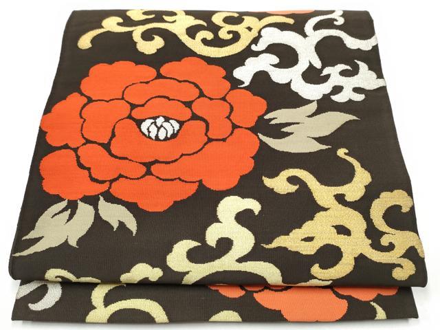 平和屋着物●爪掻き本綴れ 太鼓柄袋帯 牡丹唐草文 金銀糸 正絹 逸品 CABH4981hy