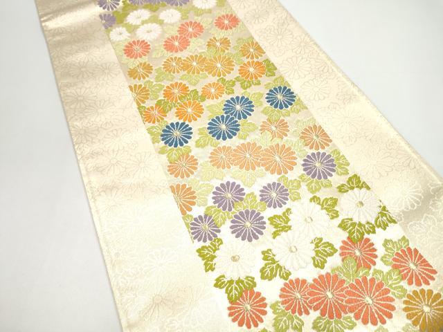 平和屋着物●西陣河村織物謹製・手織り 六通柄袋帯 菊錦刺繍文 金糸 正絹 逸品 CABH4991hy