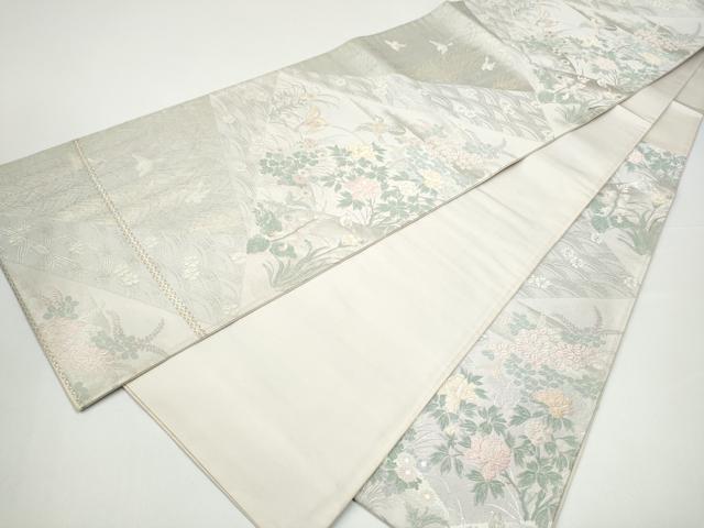 平和屋着物●六通柄袋帯 花鳥文 金銀糸 正絹 逸品 CABH4995hy