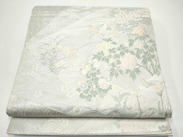 平和屋着物●六通柄袋帯 花鳥文 金銀糸 正絹 逸品 CABH4995hy